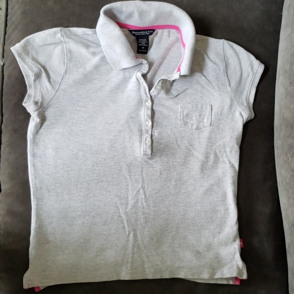 Grey Polo Style Girl's Shirt A & F Abercrombie